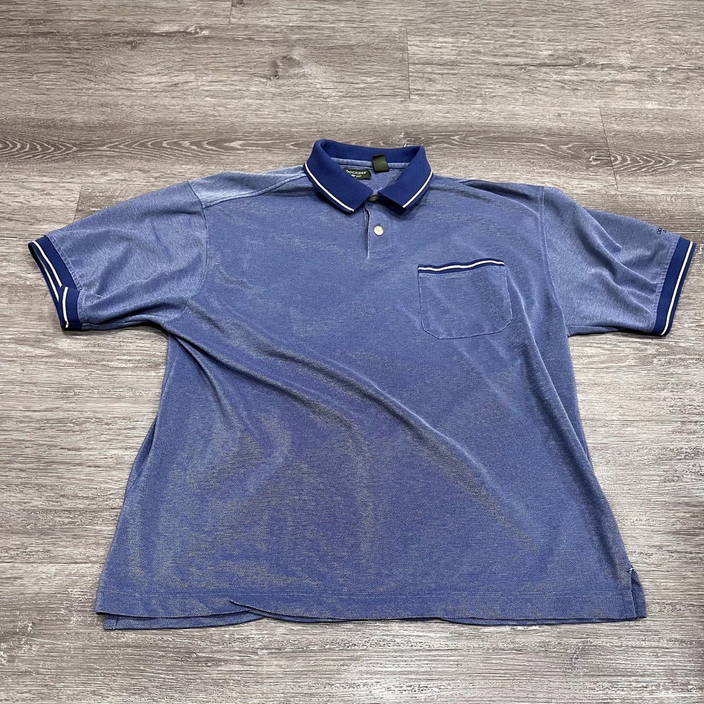 Vintage Dockers Womens Shirt Large Blue Polo Collared Short Sleeve Golf Mens